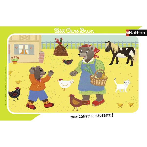 Frame Puzzle 15 pieces: Little Brown Bear on the farm - Nathan-Ravensburger-86133