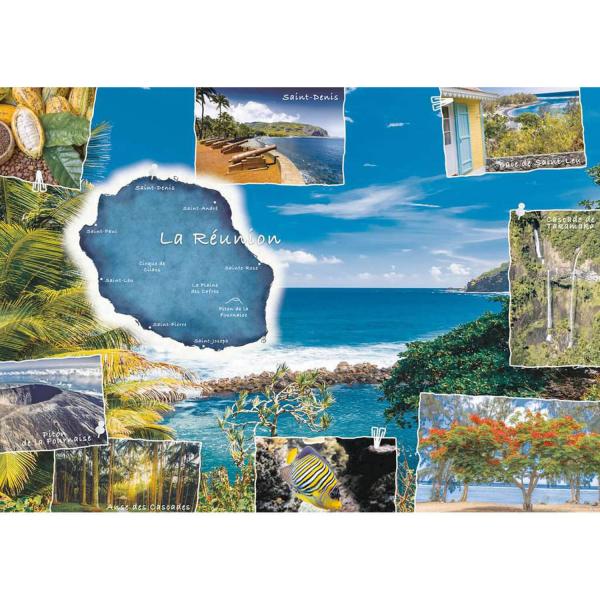 Puzzle 1500 pièces : Carte postale de La Réunion - Nathan-Ravensburger-87342