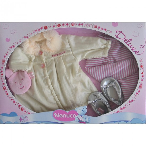 Vêtement pour Bébé Nenuco 42 cm : Deluxe : Manteau et chaussures argentés - Nenuco-700006263-3