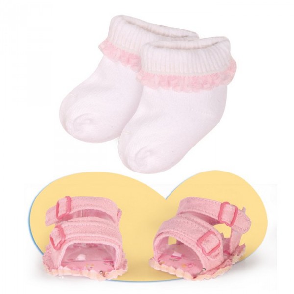 Vêtement pour Bébé Nenuco 42 cm : Sandales roses et chaussettes blanches - Nenuco-700004498-4