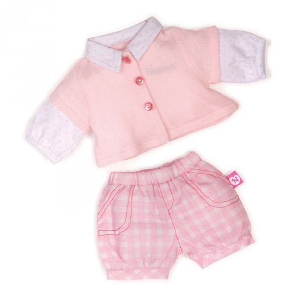 Vêtement pour Bébé Nenuco 42 cm : Short rose à carreaux et chemisier rose et blanc - Nenuco-700008260-3