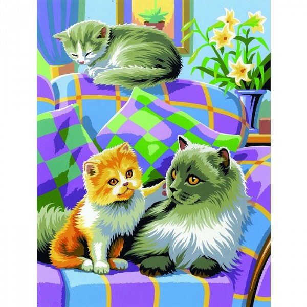 Peinture au numéro Débutants Duo : Chats - Oz-PBNJ41023