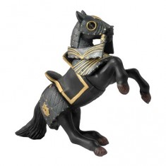 Figurine Cheval cabré en armure noire