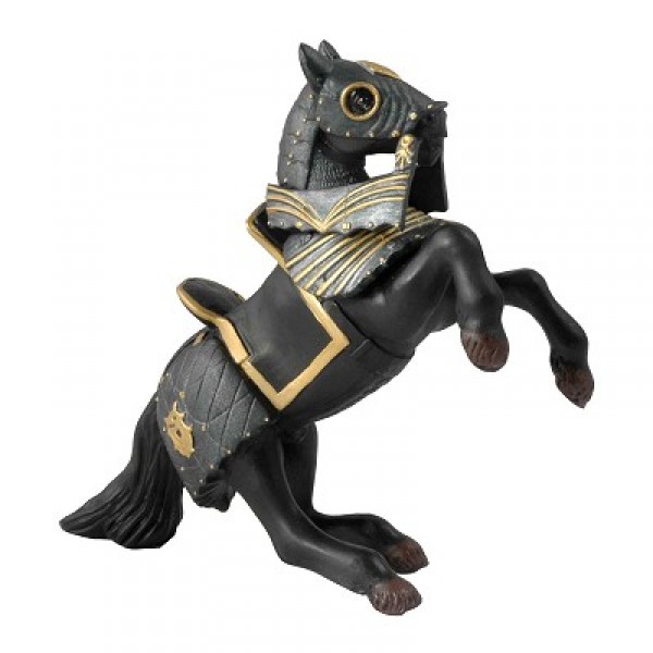 Figurine Cheval cabré en armure noire - Papo-39276