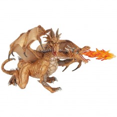 Figurine Dragon deux têtes Or