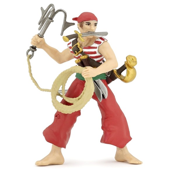 Figurine pirate rouge au grappin - Papo-39469