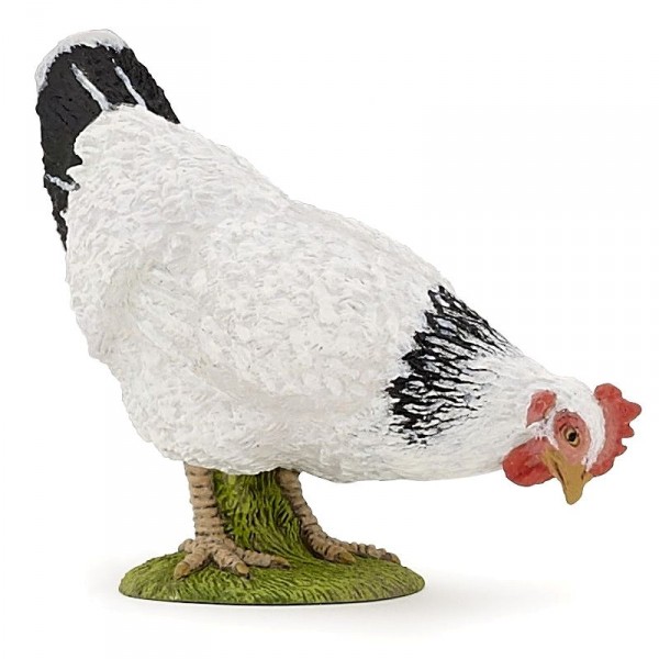 Figurine poule picorant blanche - Papo-51160