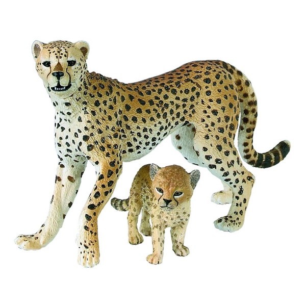 Figurine Guépard : Femelle et bébé - Papo-50044