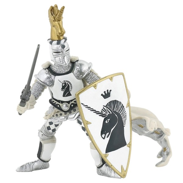 Figurine Maître des armes cimier licorne argentée - Papo-39915