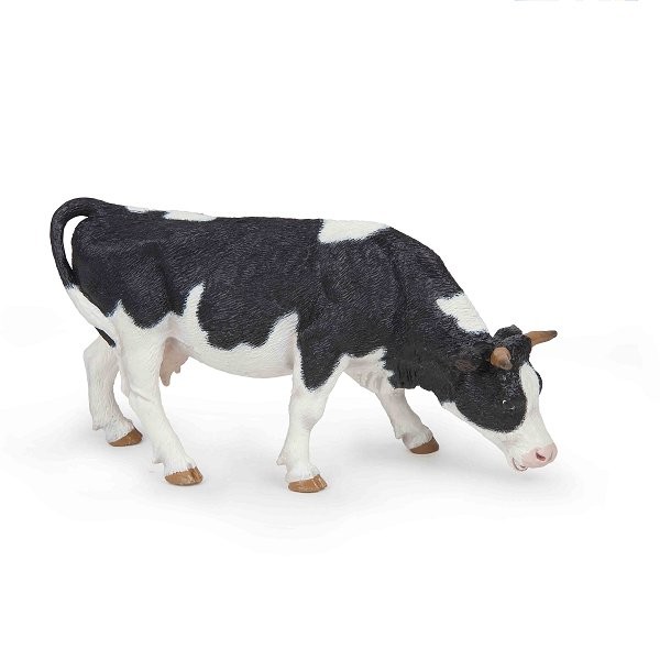 Figurine vache noire et blanche broutant - Papo-51150
