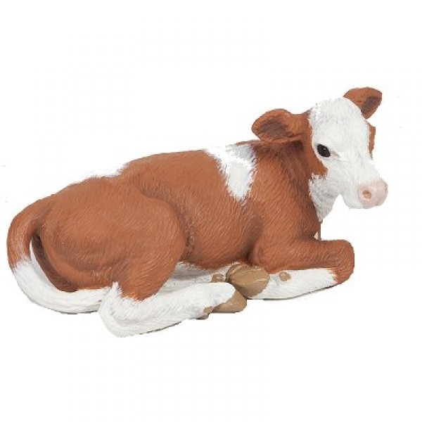Figurine vache Simmental : Veau couché - Papo-51143