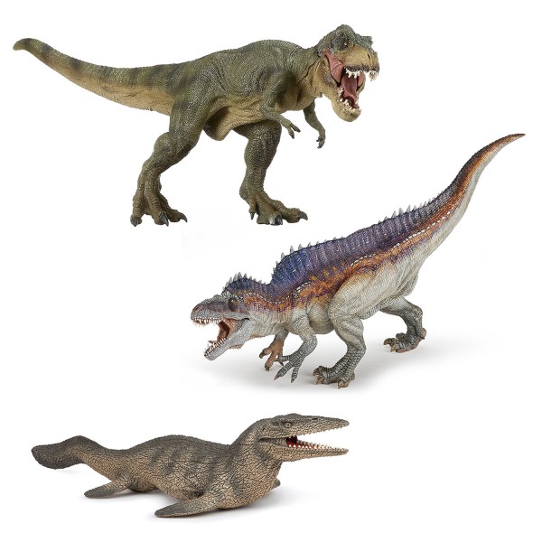 Kit Dinosaures Papo : Tylosaure, Acrocanthosaurus et Tyrannosaure courant - KIT00033
