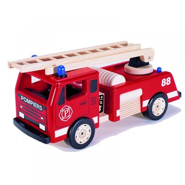 Camion de pompier en bois - Pintoy-03527