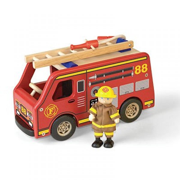 Camion en bois et son pompier - Pintoy-10581