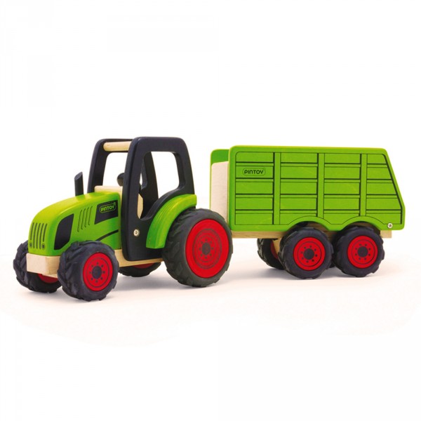 Tracteur et remorque en bois - Pintoy-13551