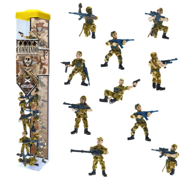 Figurine Soldats : Tubo de 10 figurines : Commando Opération jungle  - Plastoy-70374