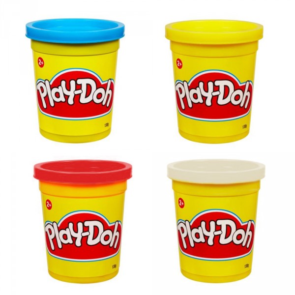 Pâte à modeler Play-Doh : 4 pots de couleurs : Bleu, rouge, blanc, jaune - Hasbro-22114-22871