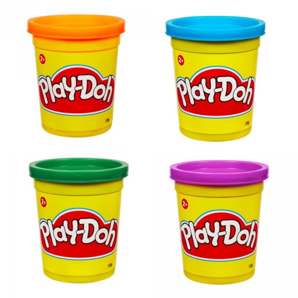 Pâte à modeler Play-Doh : 4 pots de couleurs : Violet, orange, vert, bleu - Hasbro-22114-28502