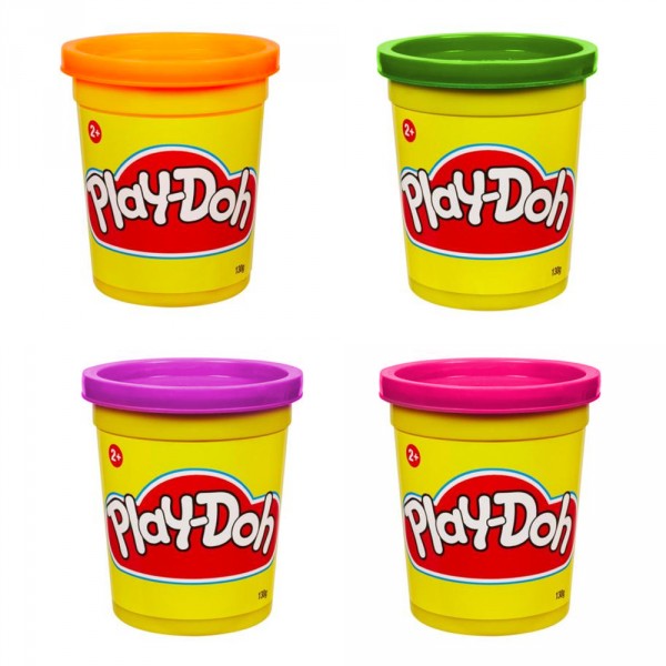 Pâte à modeler Play-Doh : 4 pots de couleurs : Violet, vert orange, rose - Hasbro-22114-22873