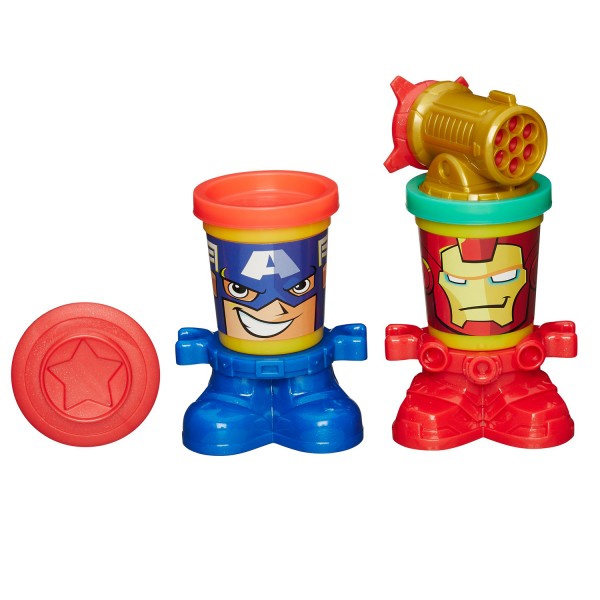 Pâte à modeler PlayDoh : Pots Marvel : Captain America & Iron Man - Hasbro-B0594-B0745