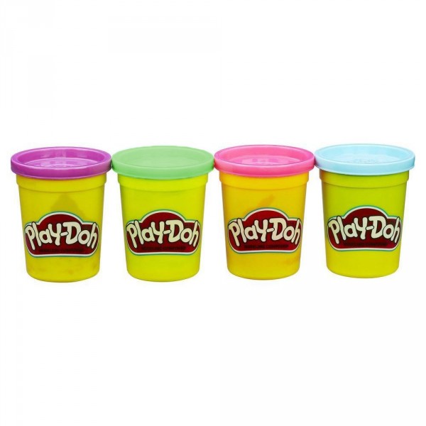 Pâte à modeler PlayDoh : Pots violet, vert, rose, bleu - Hasbro-B5517-B6510