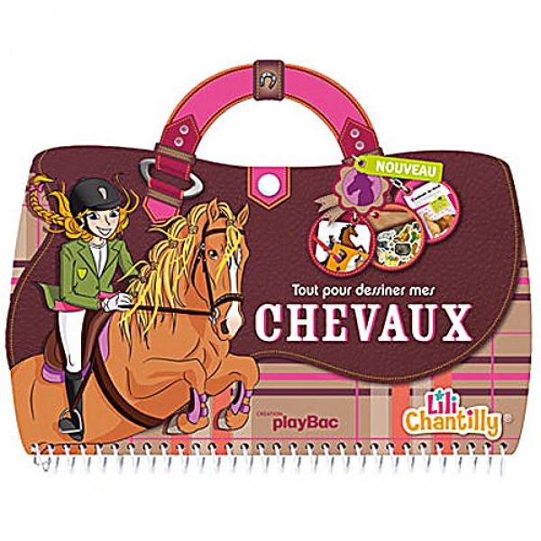 Carnet créatif Lili Chantilly : Tout pour dessiner mes chevaux - PlayBac-124971354