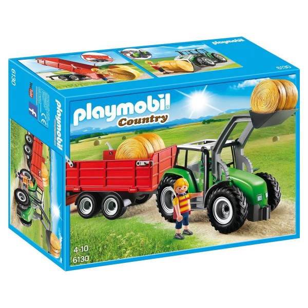 Playmobil 6130 : Country : Tracteur avec pelle et remorque - Playmobil-6130