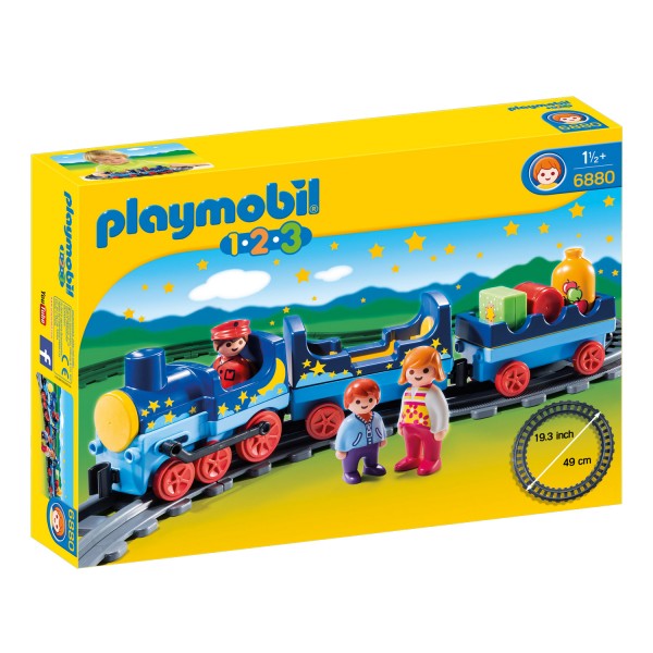 Playmobil 6880 1.2.3. : Train étoilé avec passagers et rails - Playmobil-6880
