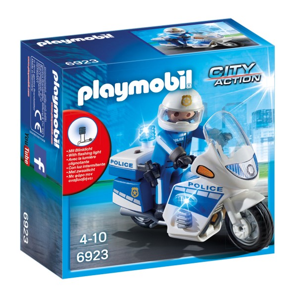 Playmobil 6923 City Action : Moto de policier avec gyrophare - Playmobil-6923
