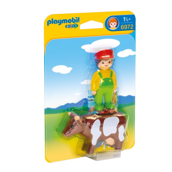 Playmobil 6972 1.2.3. : Eleveur avec vache - Playmobil-6972