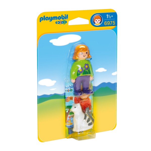 Playmobil 6975 1.2.3. : Soigneur avec chat - Playmobil-6975