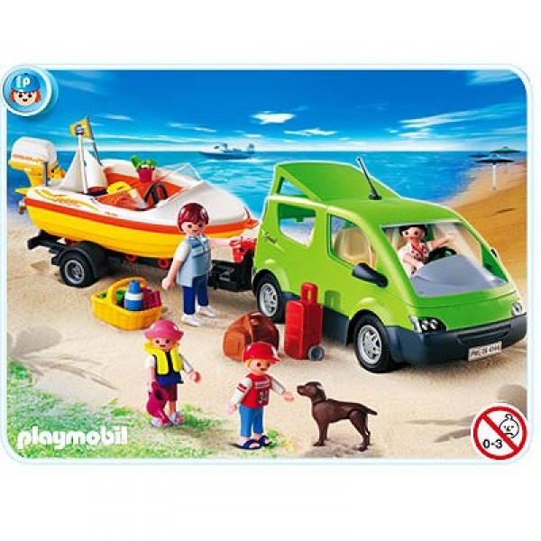 Playmobil 4144 - Voiture familiale avec remorque porte-bateaux - Playmobil-4144
