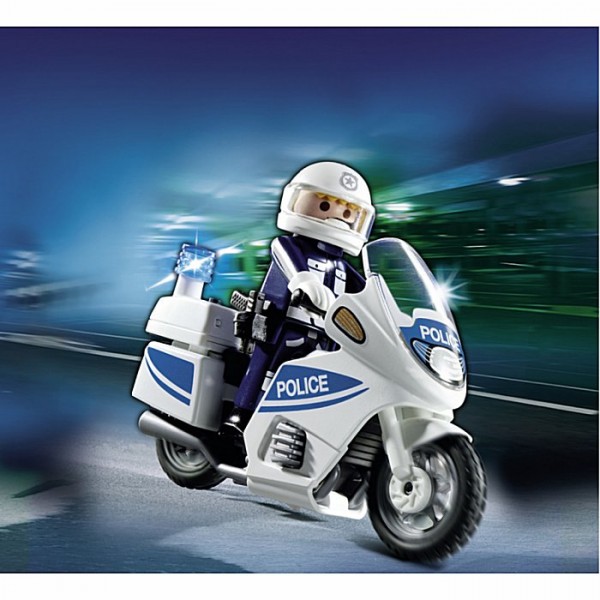 Playmobil 5185 : Motard de police avec lumière clignotante - Playmobil-5185