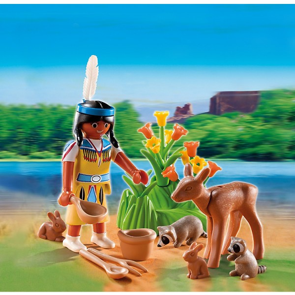 Playmobil 5278 : Oeuf : Indienne avec animaux - Playmobil-5278