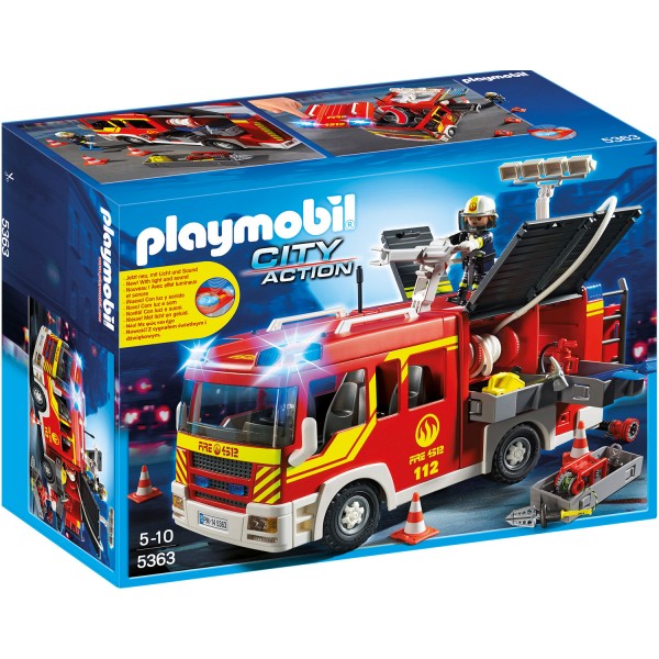 Playmobil 5363 : Fourgon de pompier avec sirène et gyrophare - Playmobil-5363
