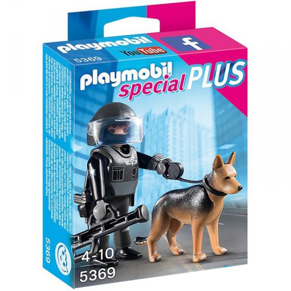 Playmobil 5369 : Spécial Plus : Policier des forces spéciales avec chien - Playmobil-5369