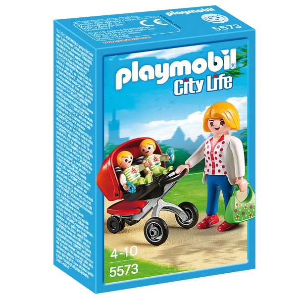 Playmobil 5573 : Maman avec jumeaux et landaus - Playmobil-5573