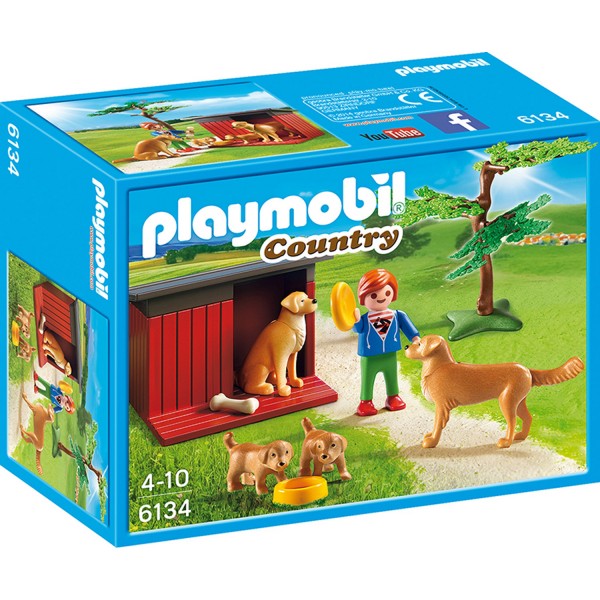 Playmobil 6134 : Country : Enfant avec famille de goldens retriever - Playmobil-6134