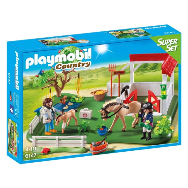 Playmobil 6147 Country : SuperSet Paddock avec chevaux - Playmobil-6147