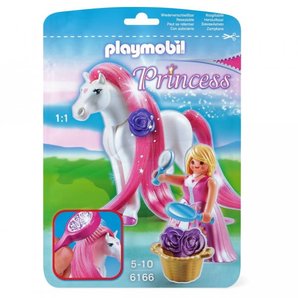 Playmobil 6166 : Princess : Princesse Rose avec cheval à coiffer - Playmobil-6166