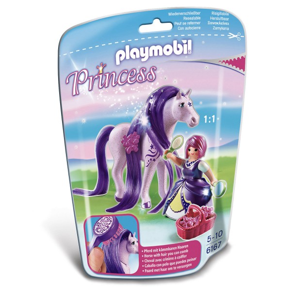 Playmobil 6167 : Princess : Princesse Violette avec cheval à coiffer - Playmobil-6167