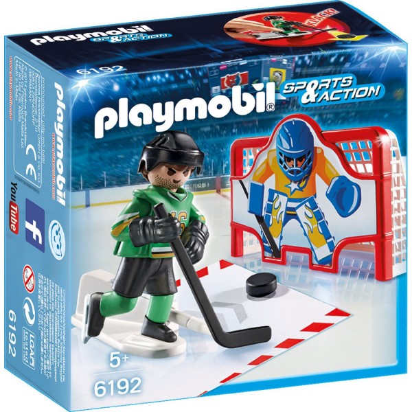 Playmobil 6192 : Sports & Action : Joueur de hockey avec cage d'entraînement - Playmobil-6192