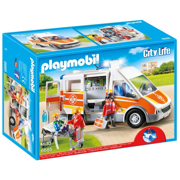 Playmobil 6685 : City Life : Ambulance avec gyrophare et sirène - Playmobil-6685