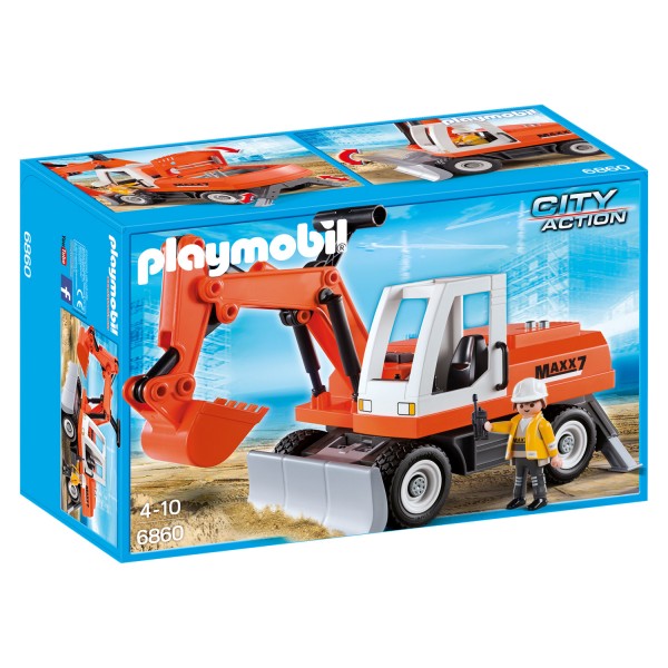 Playmobil 6860 City Action : Tractopelle avec godet - Playmobil-6860