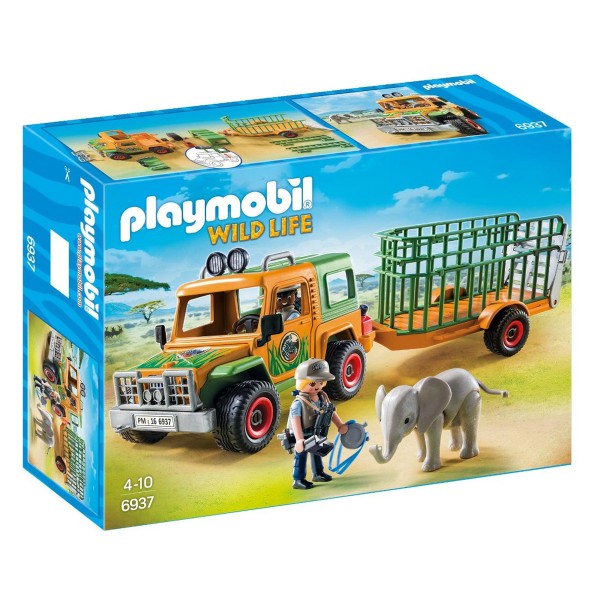 Playmobil 6937 : Wild Life : Véhicule avec éléphanteau et soigneurs - Playmobil-6937