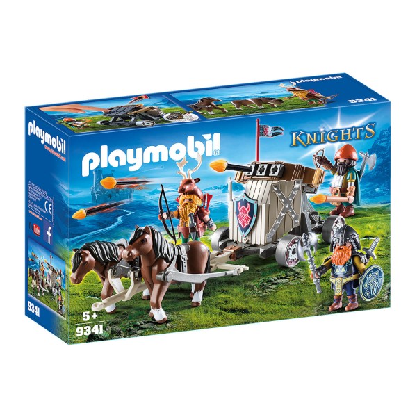 Playmobil 9341 Knights : Char de combat avec baliste et nains - Playmobil-9341