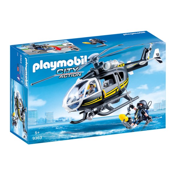 Playmobil 9363 City Action : Hélicoptère et policiers d'élite - Playmobil-9363