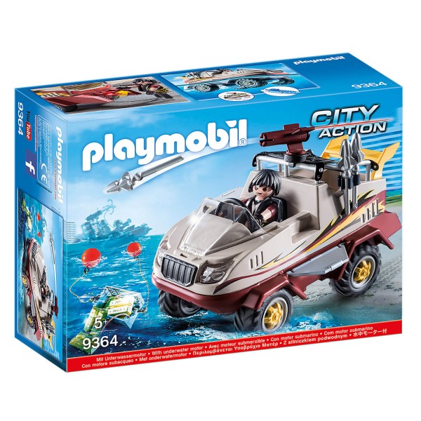 Playmobil 9364 City Action : Véhicule amphibie et bandit - Playmobil-9364