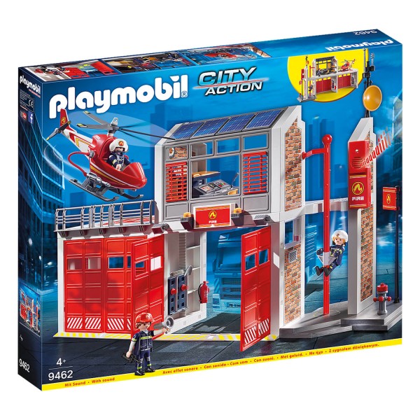 Playmobil 9462 City Action : Caserne de pompiers avec hélicoptère - Playmobil-9462