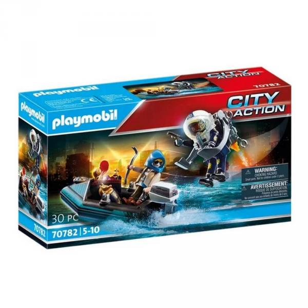 Playmobil 70782 City Action : Policier avec réacteur dorsal et canoë - Playmobil-70782